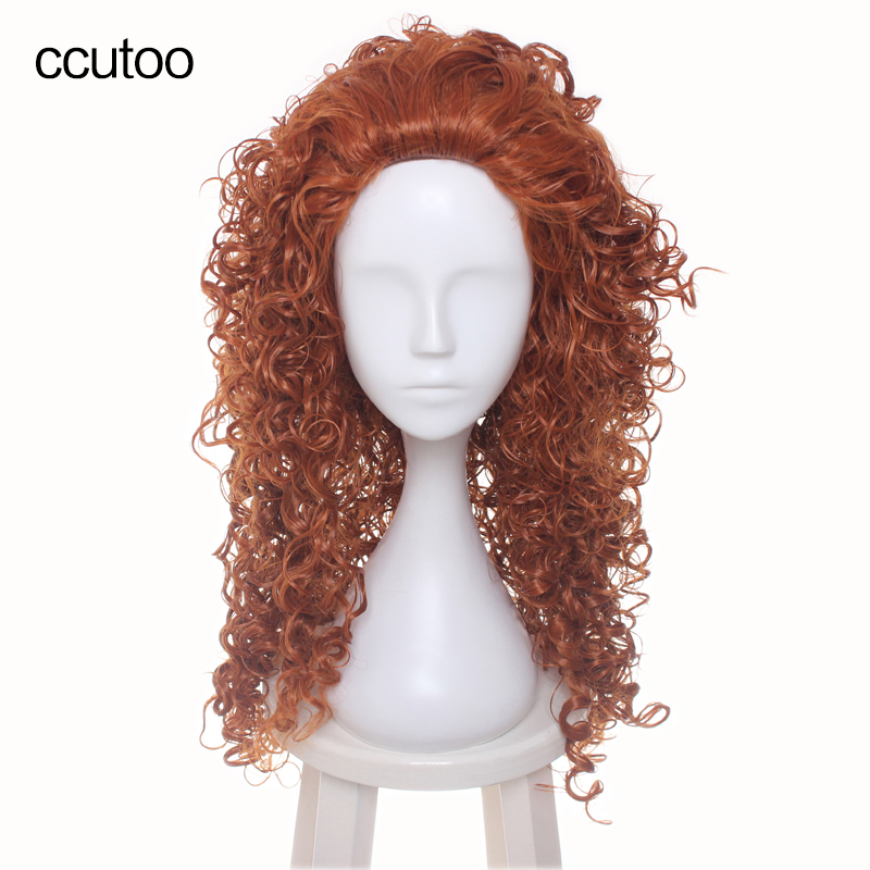 Ccutoo 70 cm 물결 모양 오렌지 메리다 긴 여성 파티 합성 머리 코스프레 전체 가발 페루 카 내열성 섬유